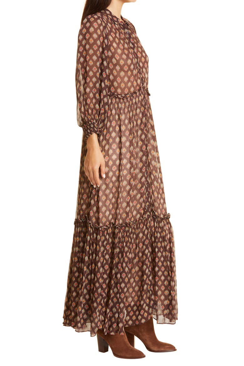 '50s Print Long Sleeve Cotton Maxi Dress, Alternate, color, BLOSSOMS