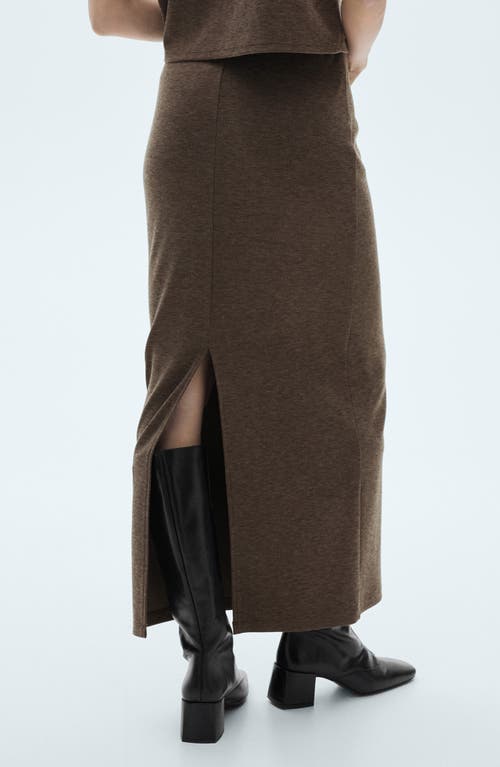 Shop Mango Knit Column Maxi Skirt In Brown