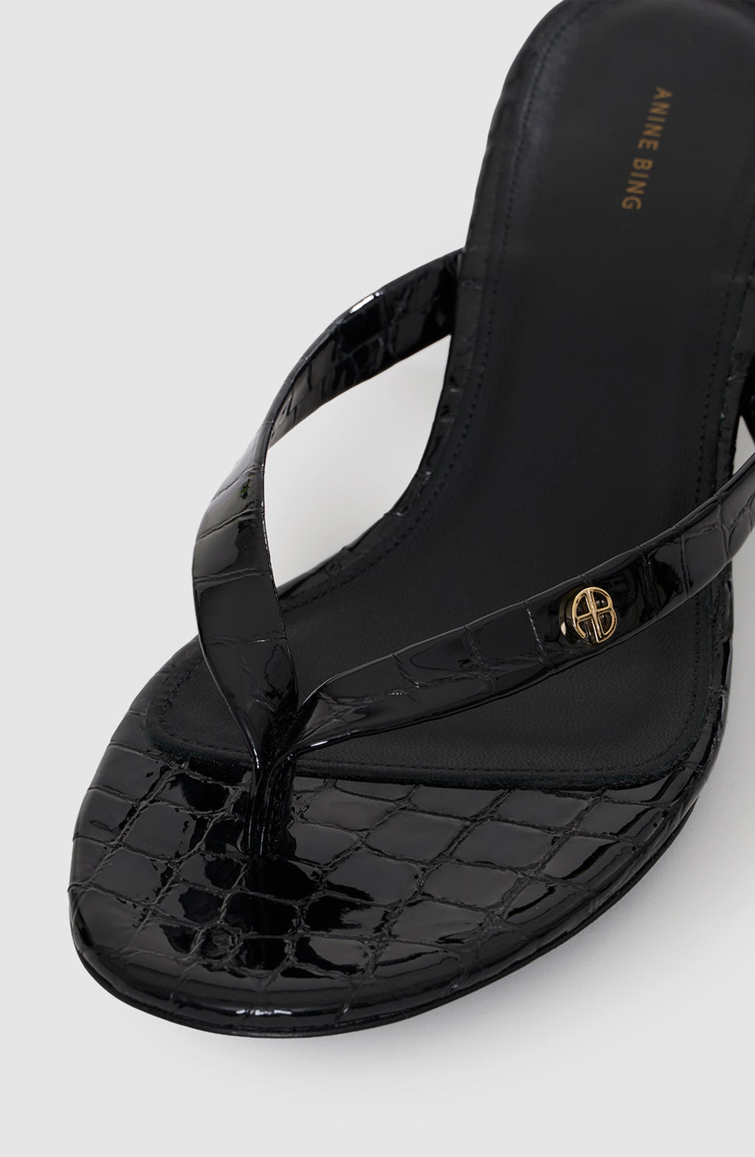 Noelle Thong Heels, Alternate, color, Embossed Black