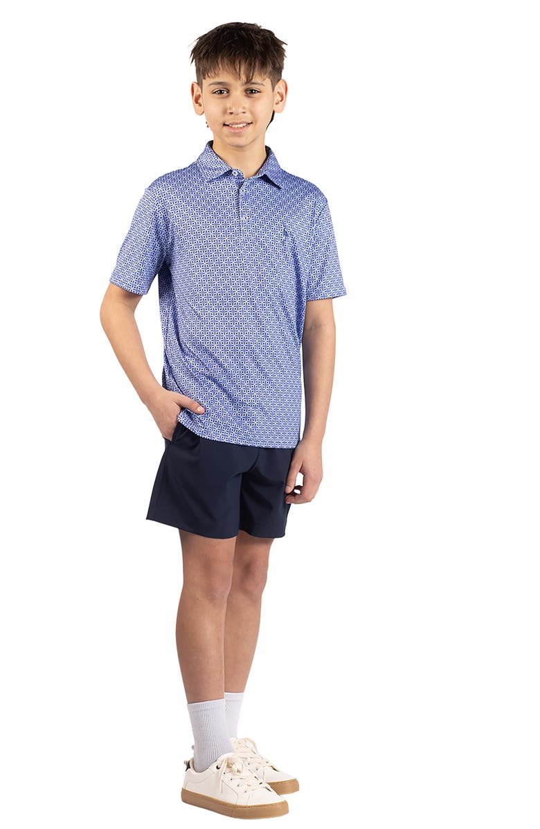 TailorByrd Kids' Geometric Floral Knit Polo, Alternate, color, Denim