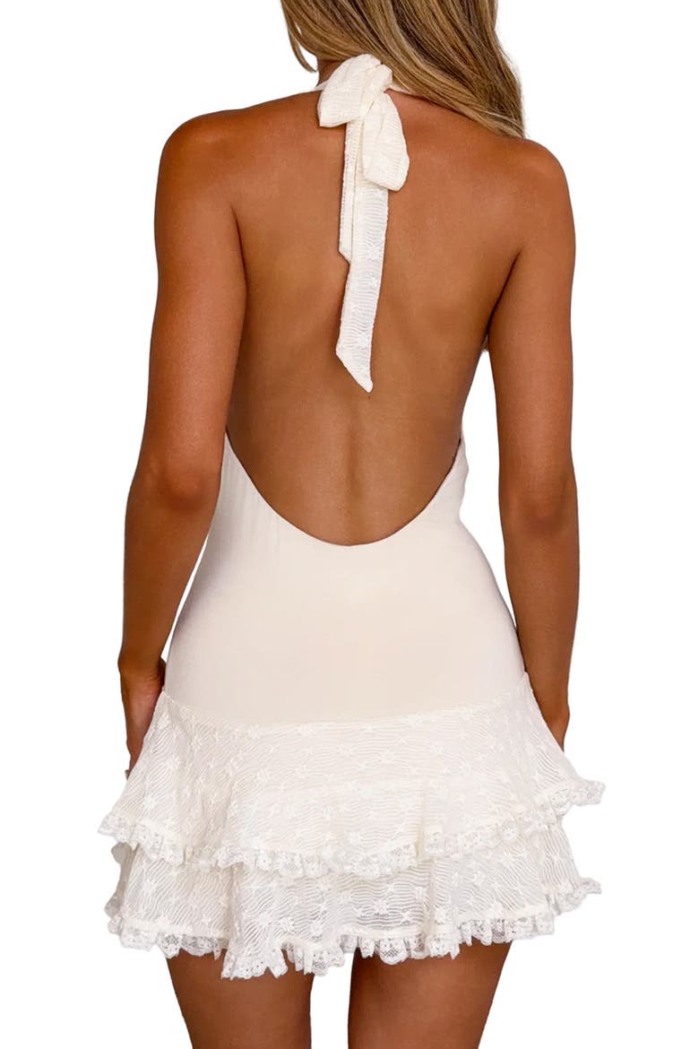 Anouk Ruffle Halter Minidress, Alternate, color, CREAM