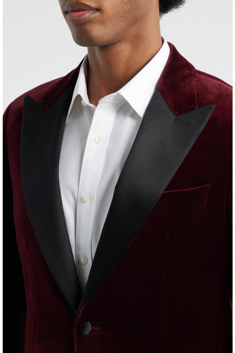Hutson Cotton Velvet Dinner Jacket, Alternate, color, DARK RED