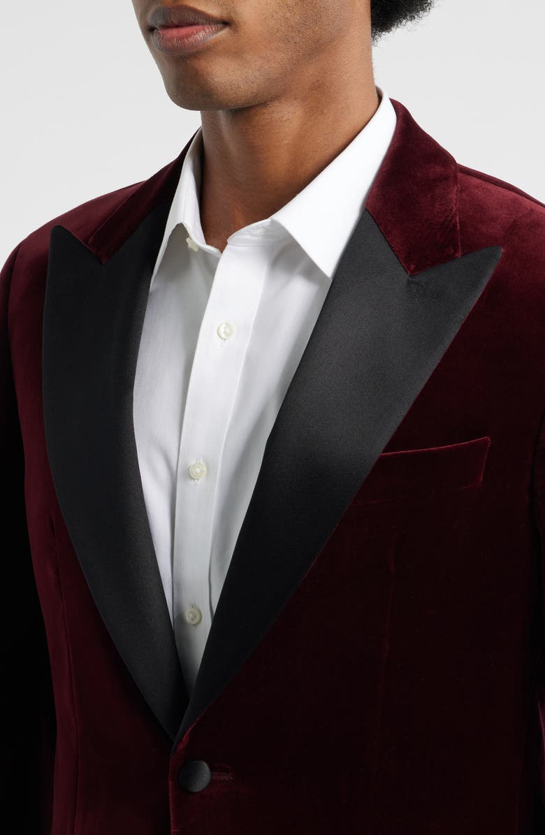 BOSS Hutson Cotton Velvet Dinner Jacket, Alternate, color, Dark Red