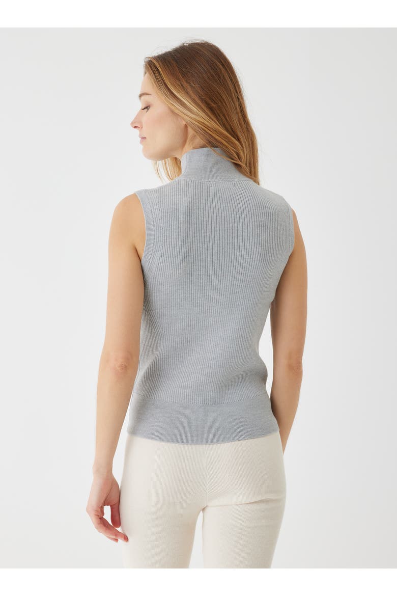 Compact Merino Mini Rib Sleeveless Turtleneck, Alternate, color, GRIS CHINE CLAIR