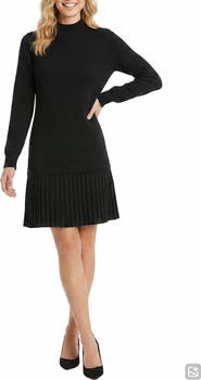 London Times Mock Neck Long Sleeve Sweater Dress