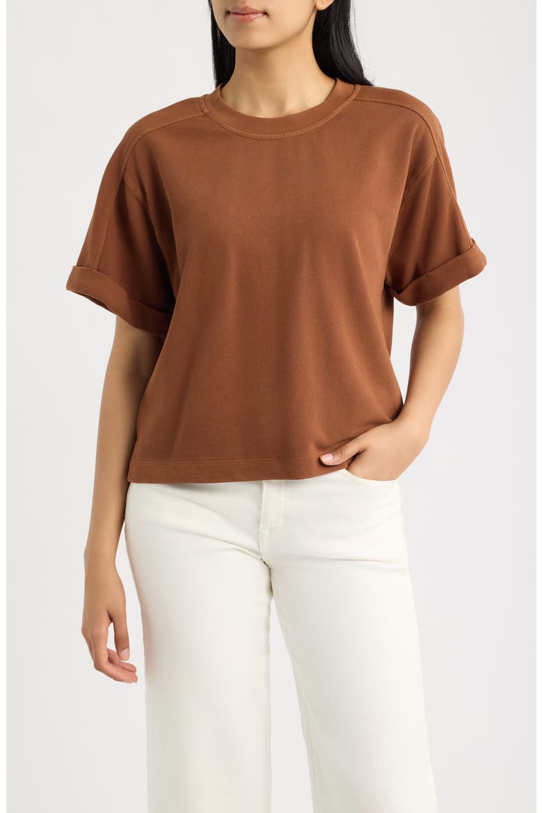 Brie Boxy Short Sleeve Sweatshirt, Main, color, TAWNY