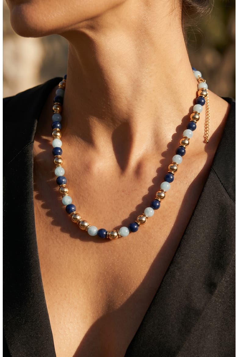 Gilded Beaded Necklace, Alternate, color, BLUE