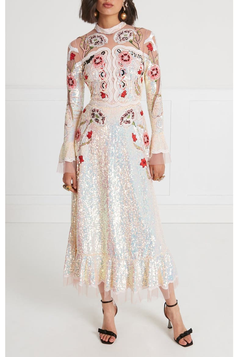 Remi Midi Show Dress, Main, color, Iridescent Rose