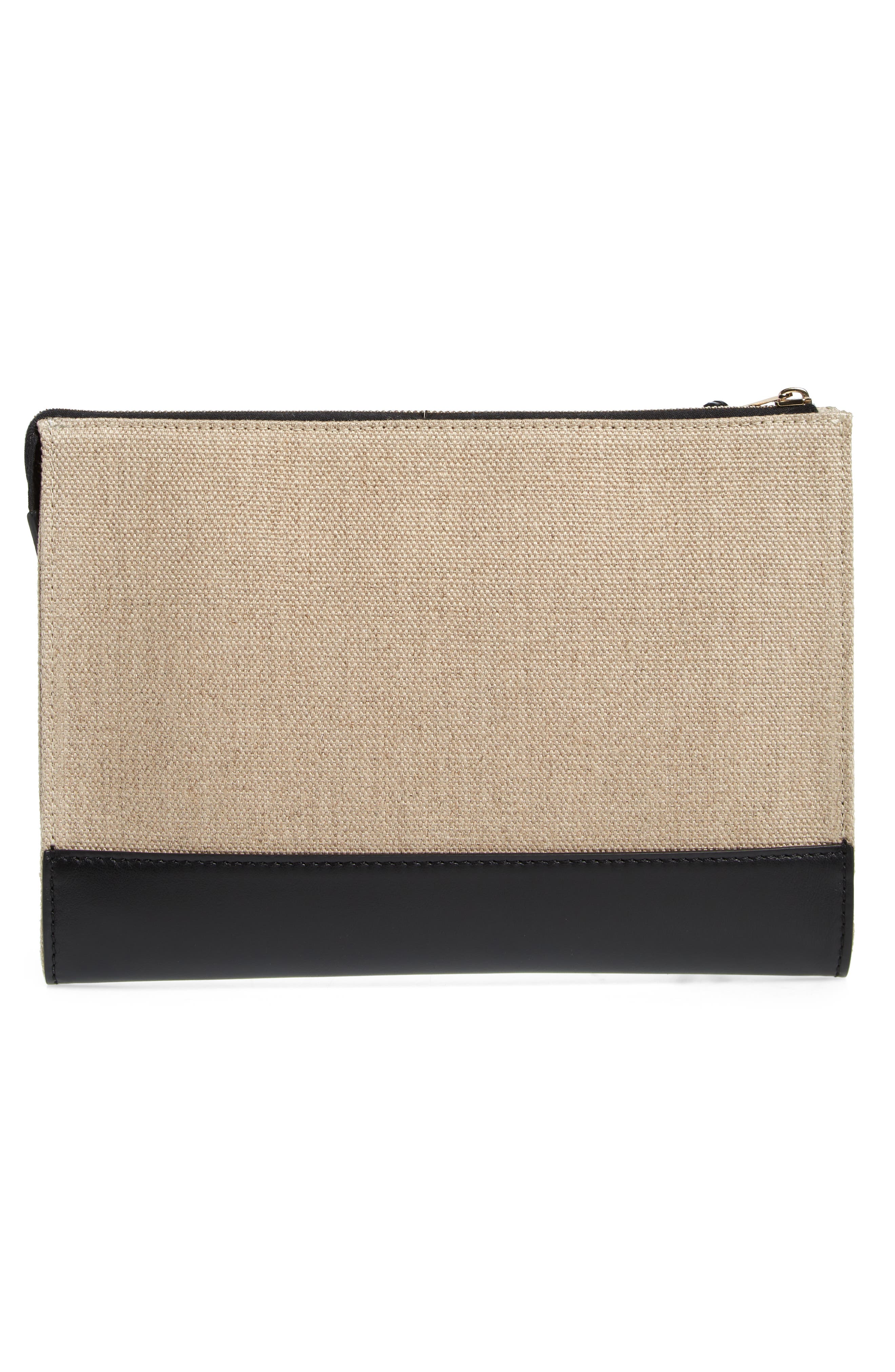 Chloé Sense Linen & Leather Pouch, Alternate, color, 