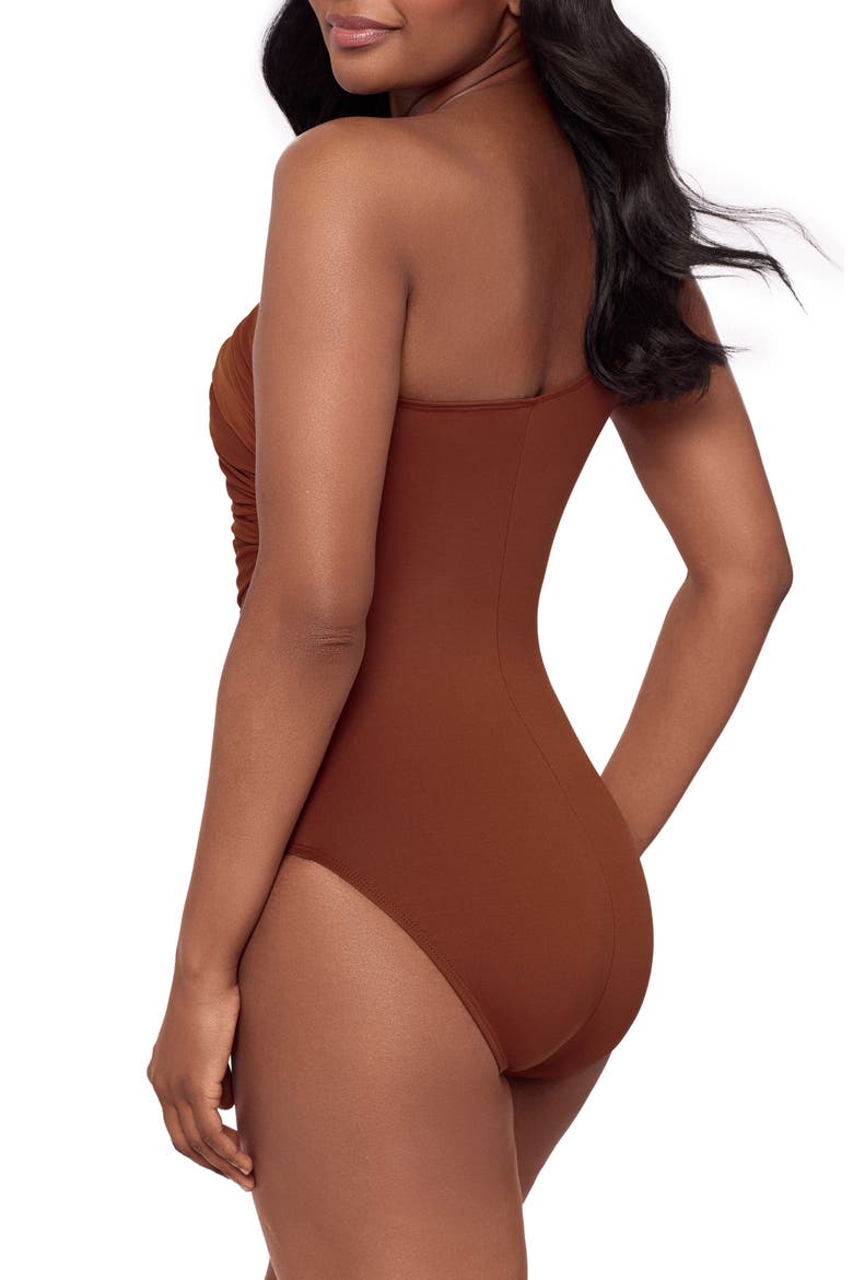 Jena One-Shoulder One-Piece Swimsuit, Alternate, color, COPPER BROWN
