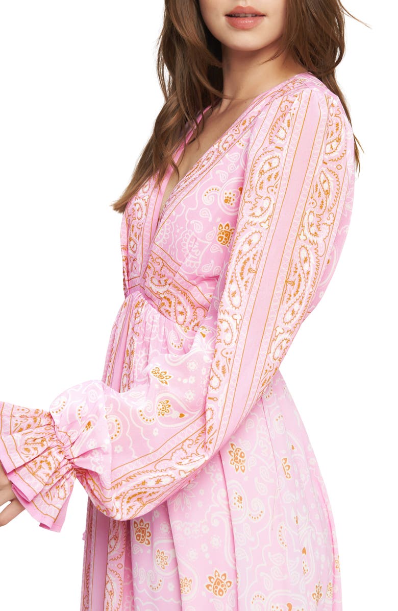 FLYING TOMATO Paisley Long Sleeve Maxi Dress, Alternate, color, Light Pink