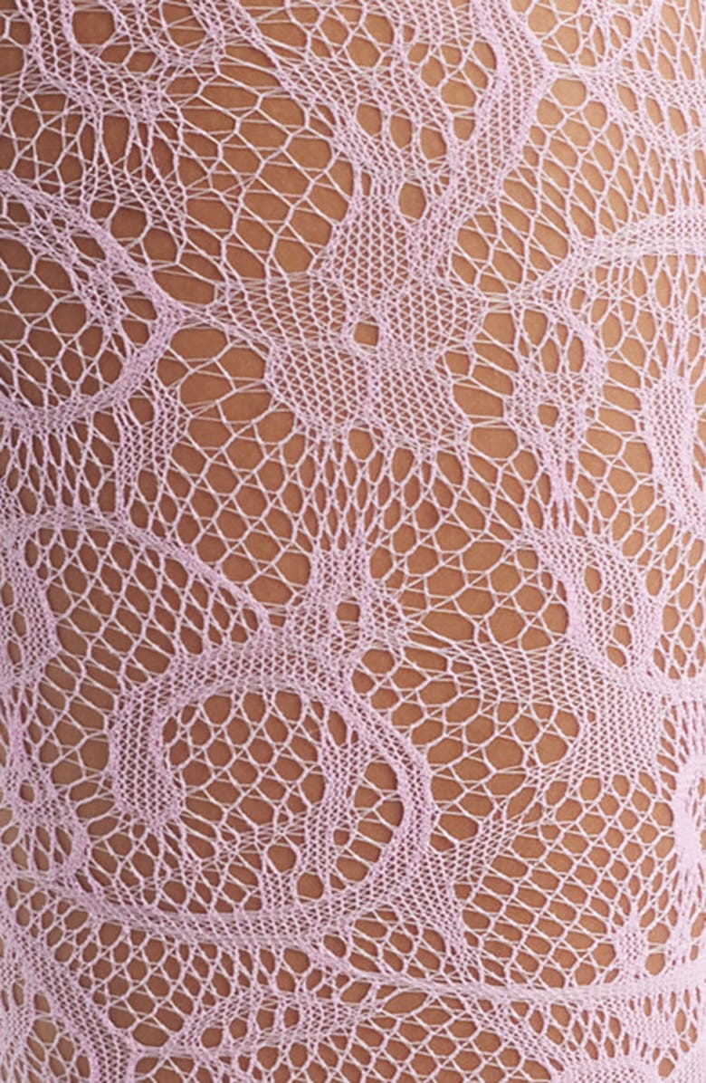 HIGH HEEL JUNGLE Rosa Floral Lace Tights, Alternate, color, Pink