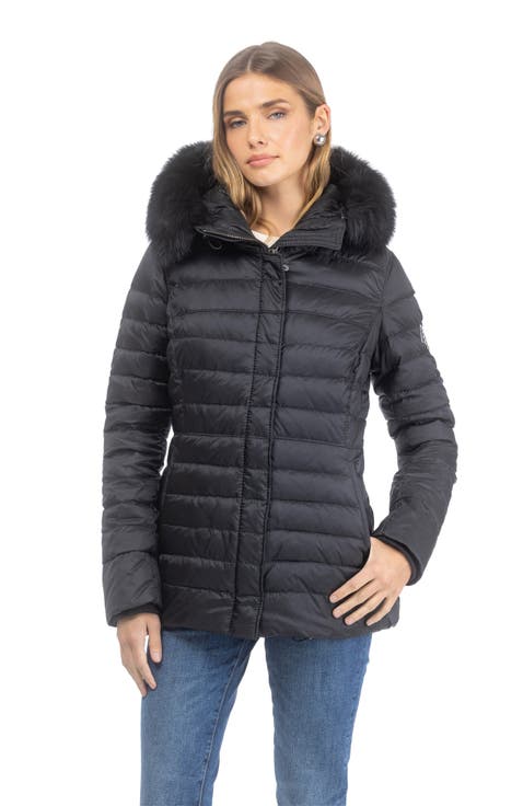 Apres-Ski Horizontal Short Jacket With Detachable Genuine Shearling Hood Trim