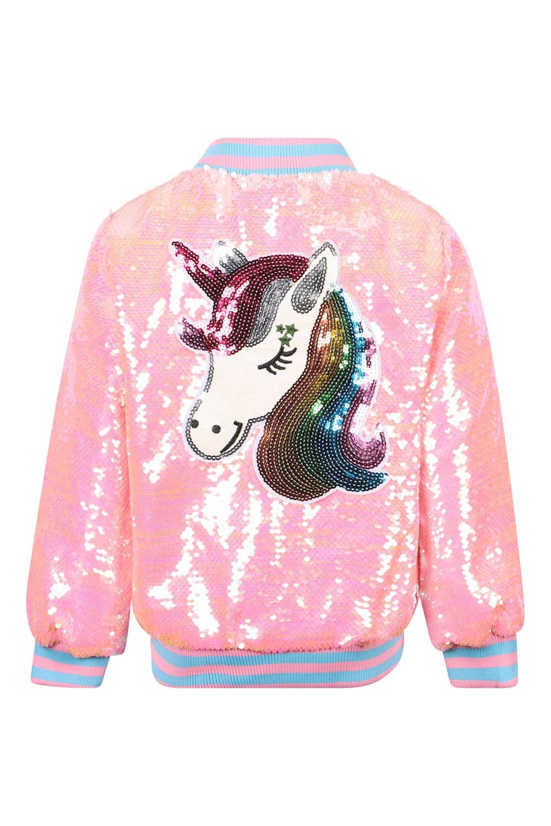 Pretty in Pink Unicorn Sequin Bomber, Alternate, color, Pink