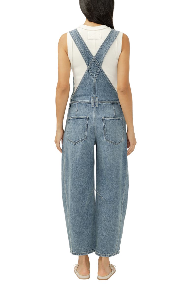 Barrel Leg Denim Overalls, Alternate, color, MIRAMAR