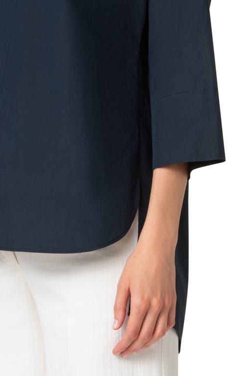 Akris Punto Marine Knot Cotton Tunic Top In Navy