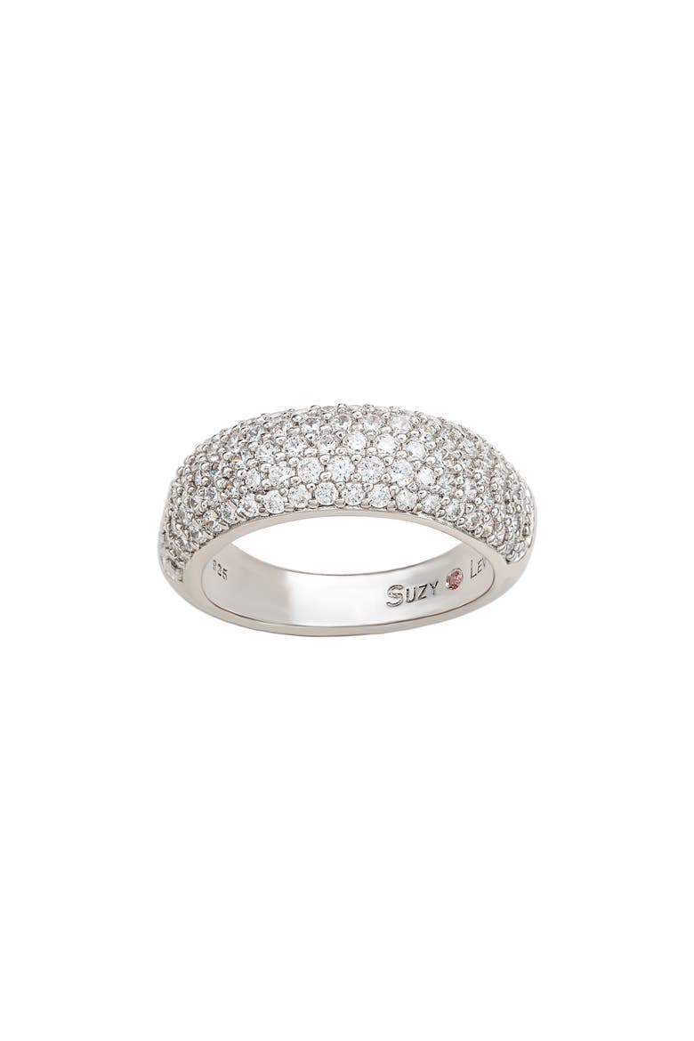 Cubic Zirconia Pavé Band Ring, Alternate, color, WHITE