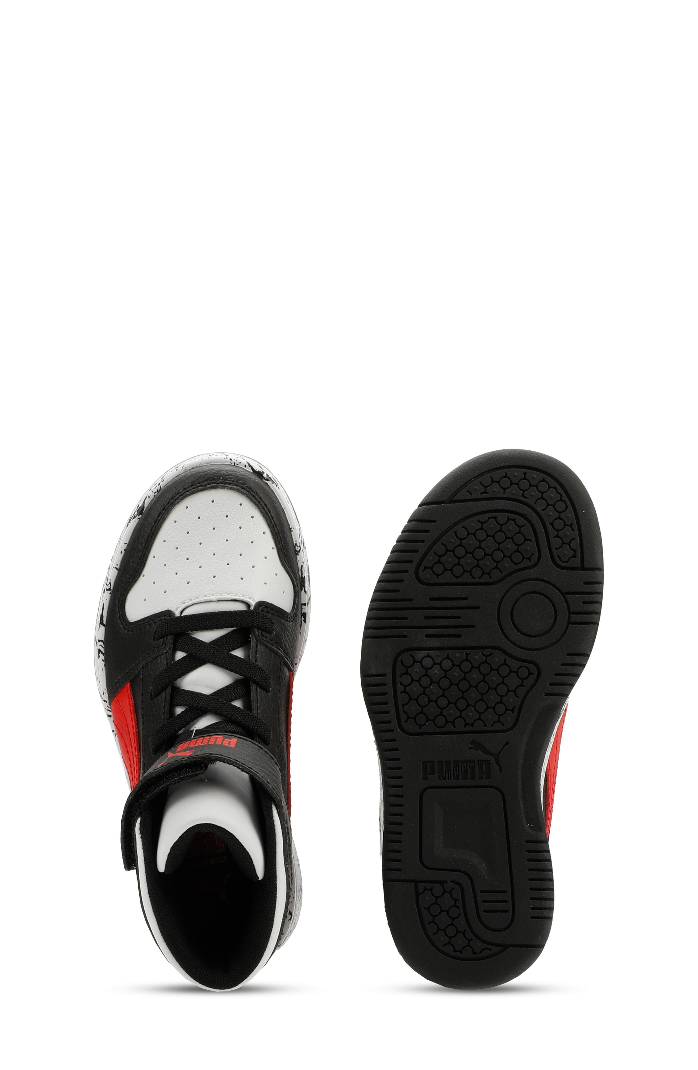 PUMA Kids' Rebound Layup High Top Sneaker, Alternate, color, Puma Black/ Red/ White