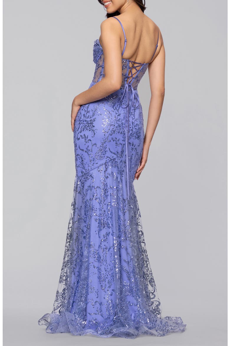 Sequin & Mesh Dress, Alternate, color, PERIWINKLE