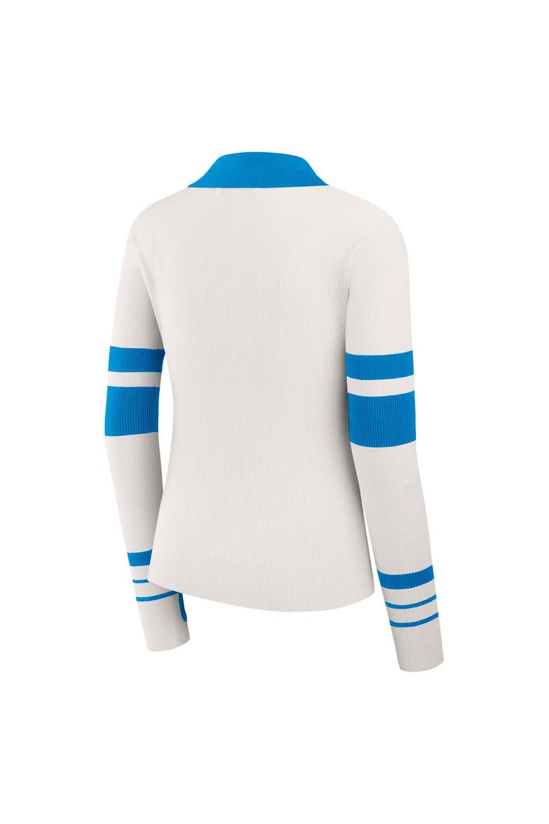 Women's WEAR by Erin Andrews White Detroit Lions Ribbed Henley Polo Sweater, Alternate, color, White