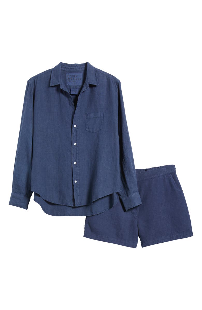 Frank & Eileen Getaway Linen Button-Up Shirt & Shorts Set, Alternate, color, Navy