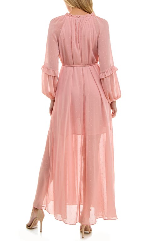 Socialite Metallic Floral Print Long Sleeve Maxi Dress