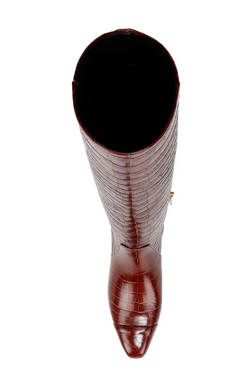 Veronica Beard Cecile Croc Embossed Knee High Boot In Sepia