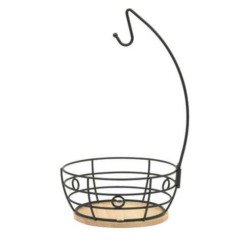 Harvest Season Two-Tier Metal Fruit Basket with Banana Hanger