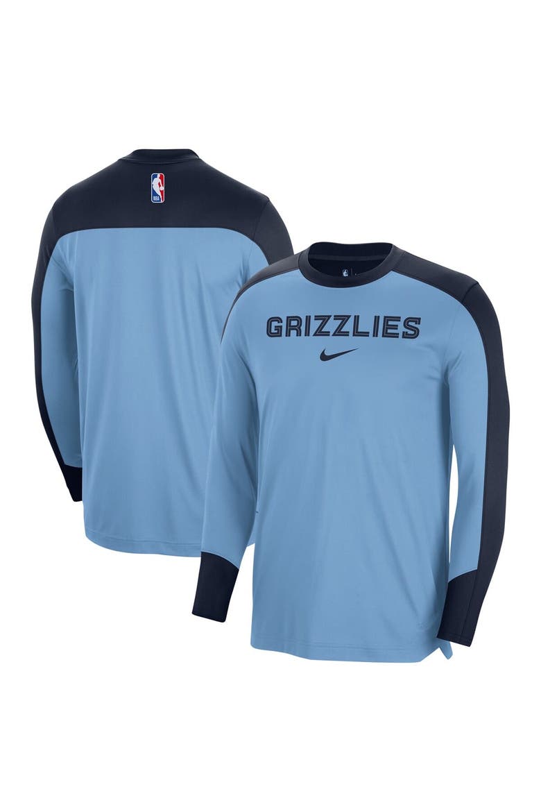 Men's Nike Light Blue Memphis Grizzlies 2024/25 Authentic Pre-Game Legend Long Sleeve Shooting Shirt, Main, color, Light Blue