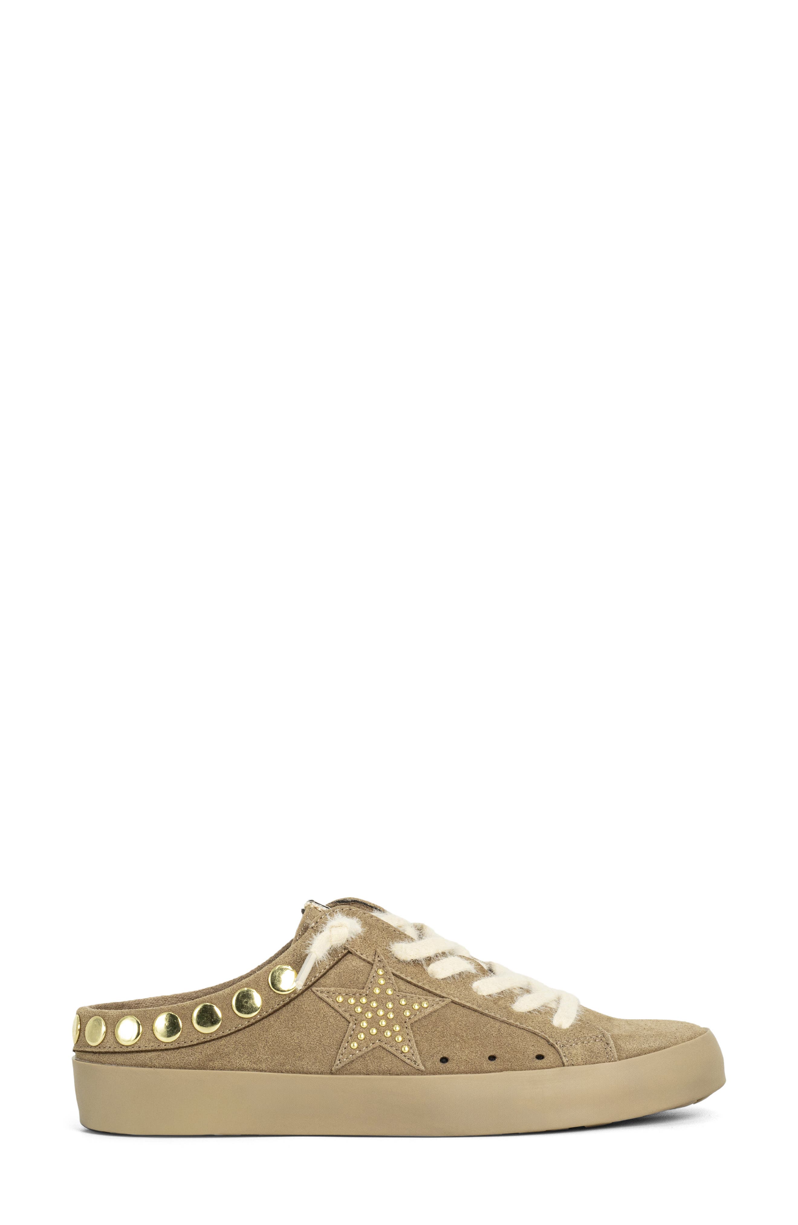 Pia Studded Sneaker Mule, Alternate, color, CAMEL SUEDE