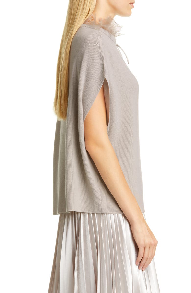 Fabiana Filippi Organza Trim Cashmere Rib Cape Sweater, Alternate, color, 