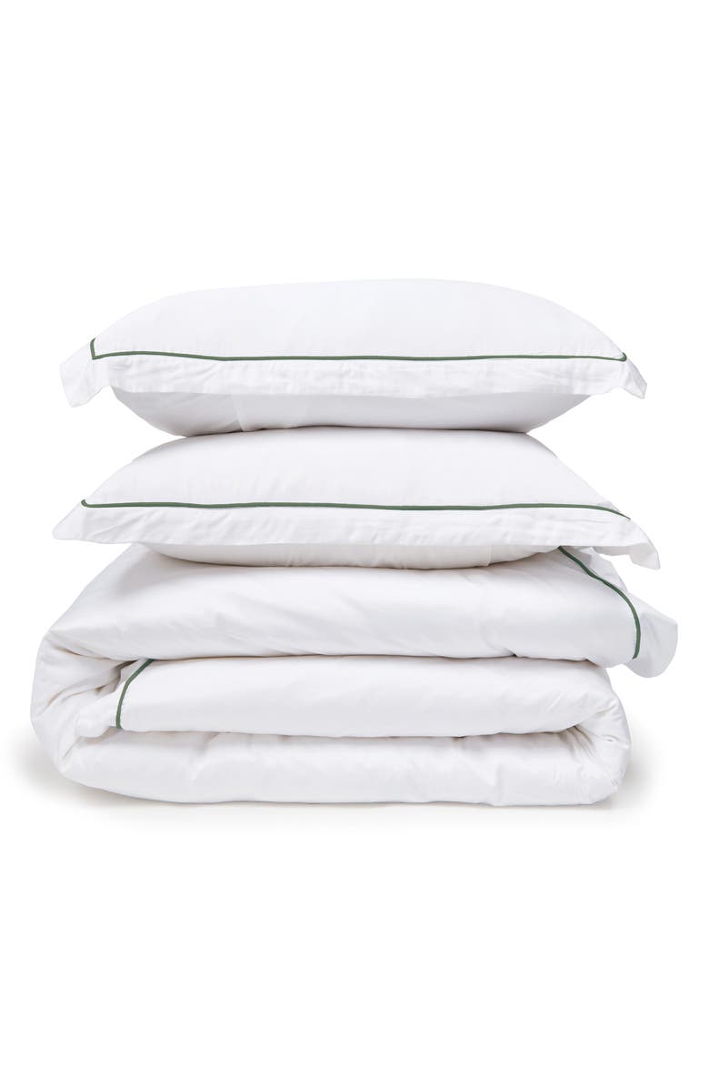 Pom Pom at Home Sheena Sateen Duvet & Shams Set, Main, color, Moss