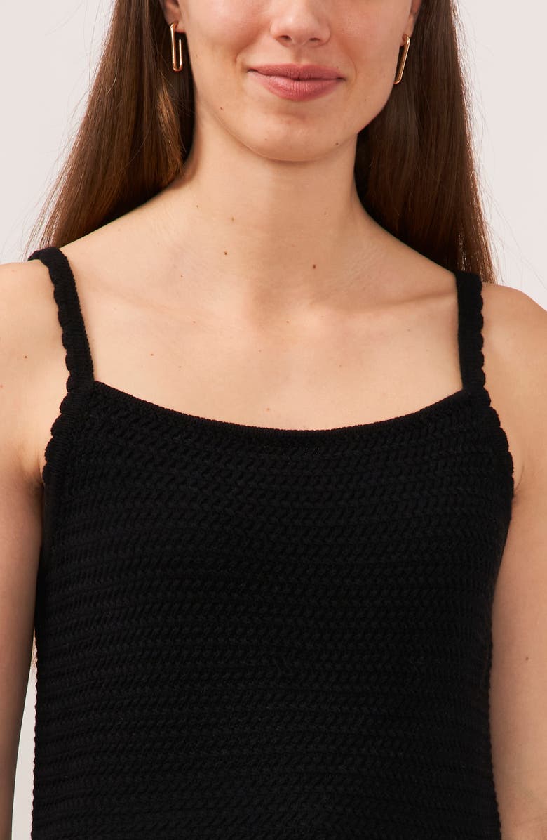 Halogen<sup>®</sup> Textured Scallop Trim Sweater Tank, Alternate, color, Rich Black