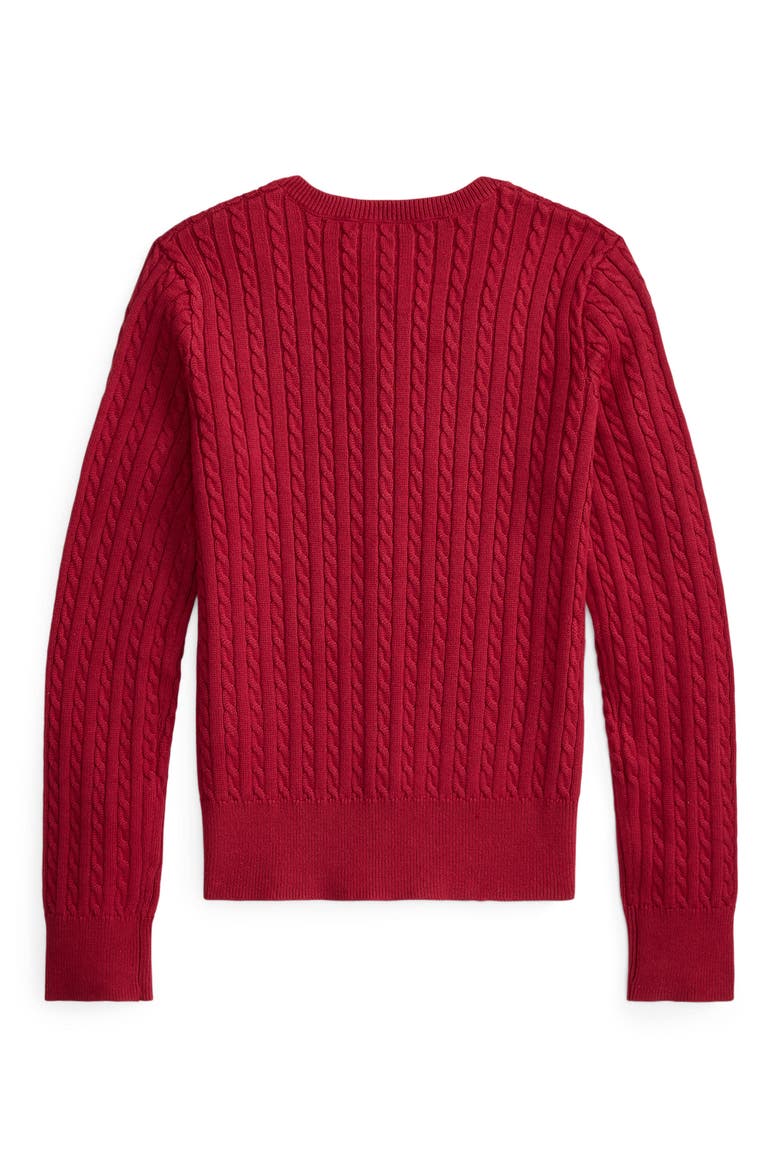 Kids' Mini Cotton Cable Knit Cardigan, Alternate, color, RED