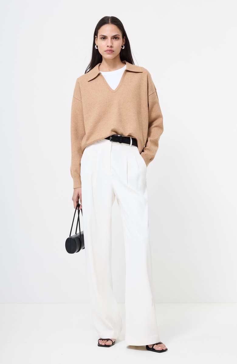 French Connection Sloane Johnny Collar Pullover, Alternate, color, Camel Melange