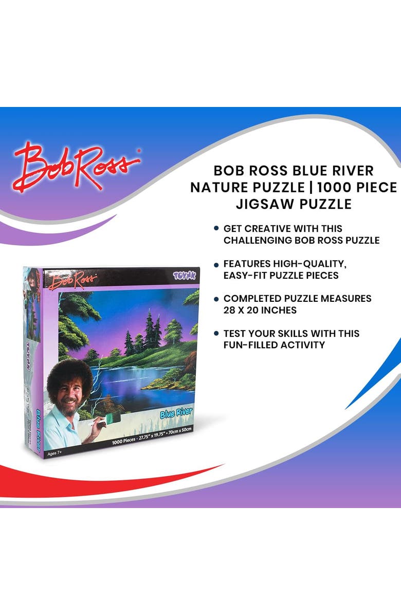 Toynk Bob Ross Blue River Nature Puzzle | 1000 Piece Jigsaw Puzzle, Alternate, color, Purple