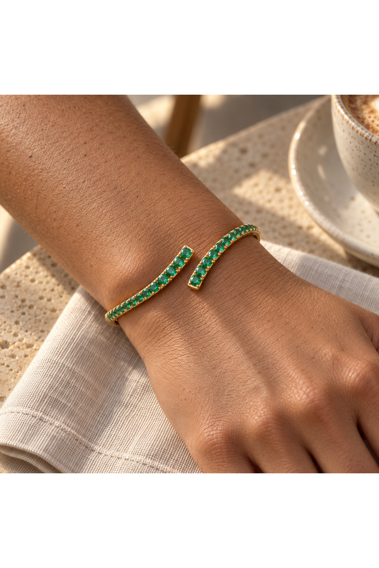 Lab Dye Request Form Ivy & Pearl Co. Lab-grown Emerald Bypass Cuff Bracelet In 14k Gold ...
