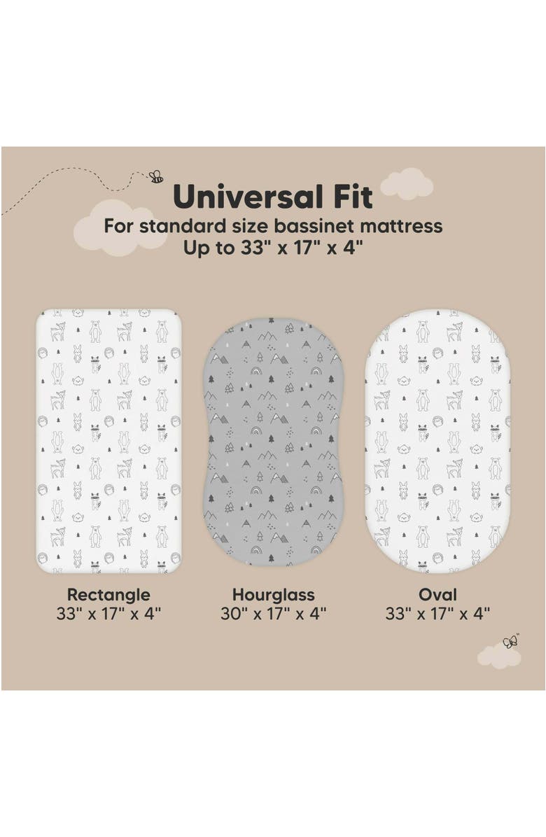 KeaBabies 2-Pack Soothe [Protect+] Waterproof Bassinet Sheets, Alternate, color, Woodland