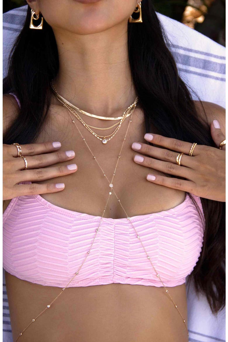 Simple X Body Chain, Alternate, color, GOLD