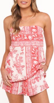 Petal & Pup Rosemarie Border Print Strapless Top