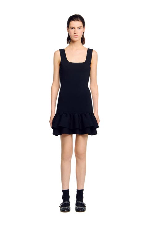 Mini knit dress with ruffles