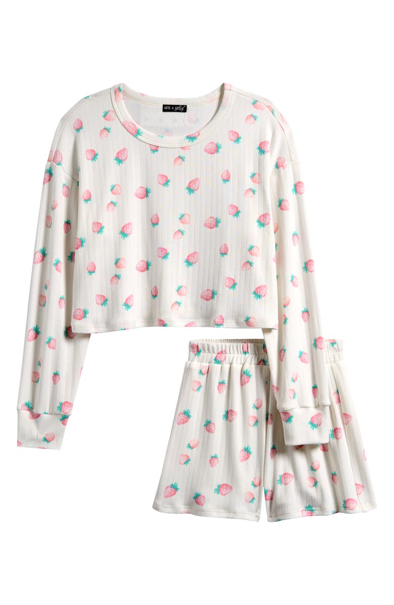 Ava & Yelly Kids' Print Long Sleeve Top & Shorts Set, Main, color, Ivory
