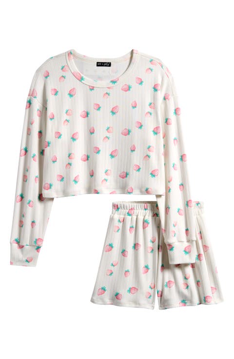 Kids' Print Long Sleeve Top & Shorts Set (Big Kid)