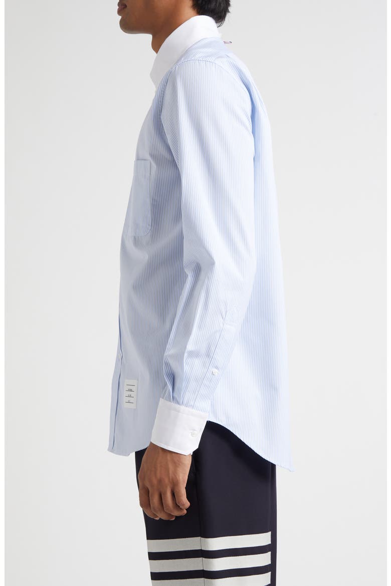 Micro University Stripe Straight Fit Cotton Poplin Button-Down Shirt, Alternate, color, LIGHT BLUE
