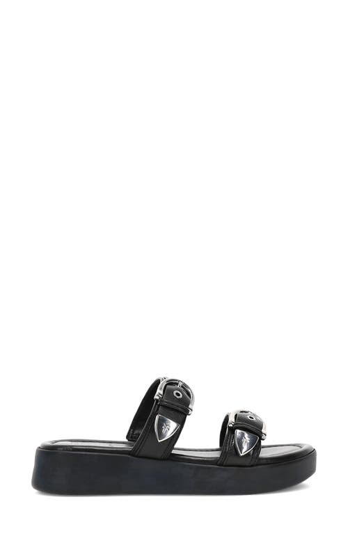 Frye Maya Buckle Platform Slide Sandal In Black