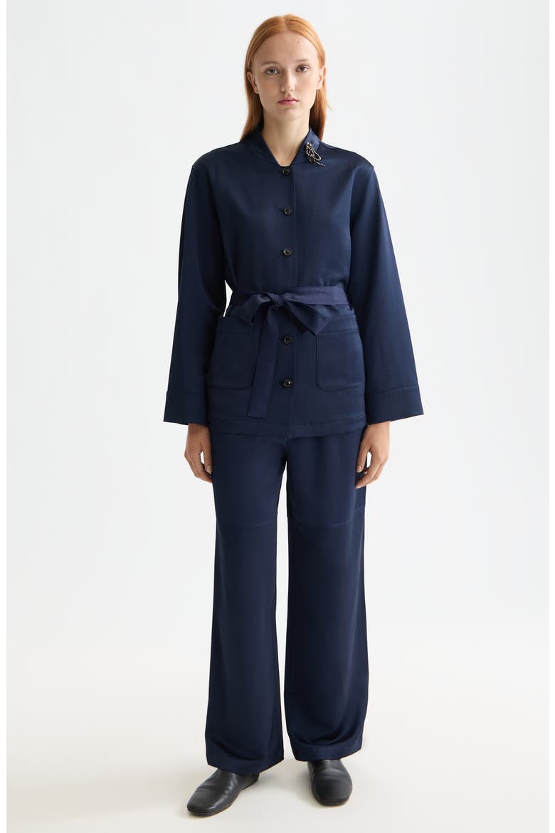 Noa High Waist Pull-On Wide Leg Pants, Alternate, color, PEACOAT
