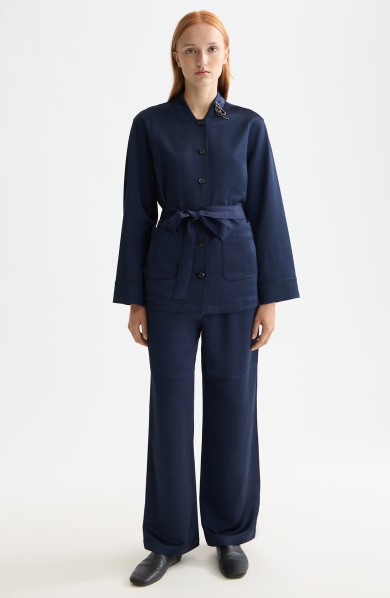 Scotch & Soda Noa High Waist Pull-On Wide Leg Pants, Alternate, color, Peacoat