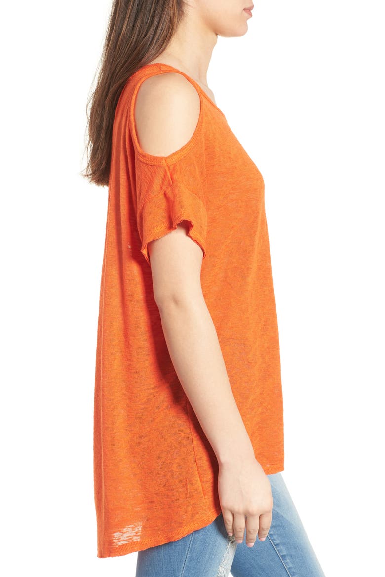 Cold Shoulder Slub Knit Tee, Alternate, color, ORANGE SPICE