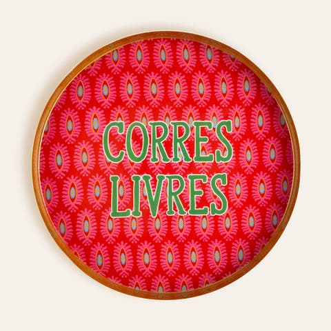 Agra Livres Patterned Round Metal Decorative Curated Decor