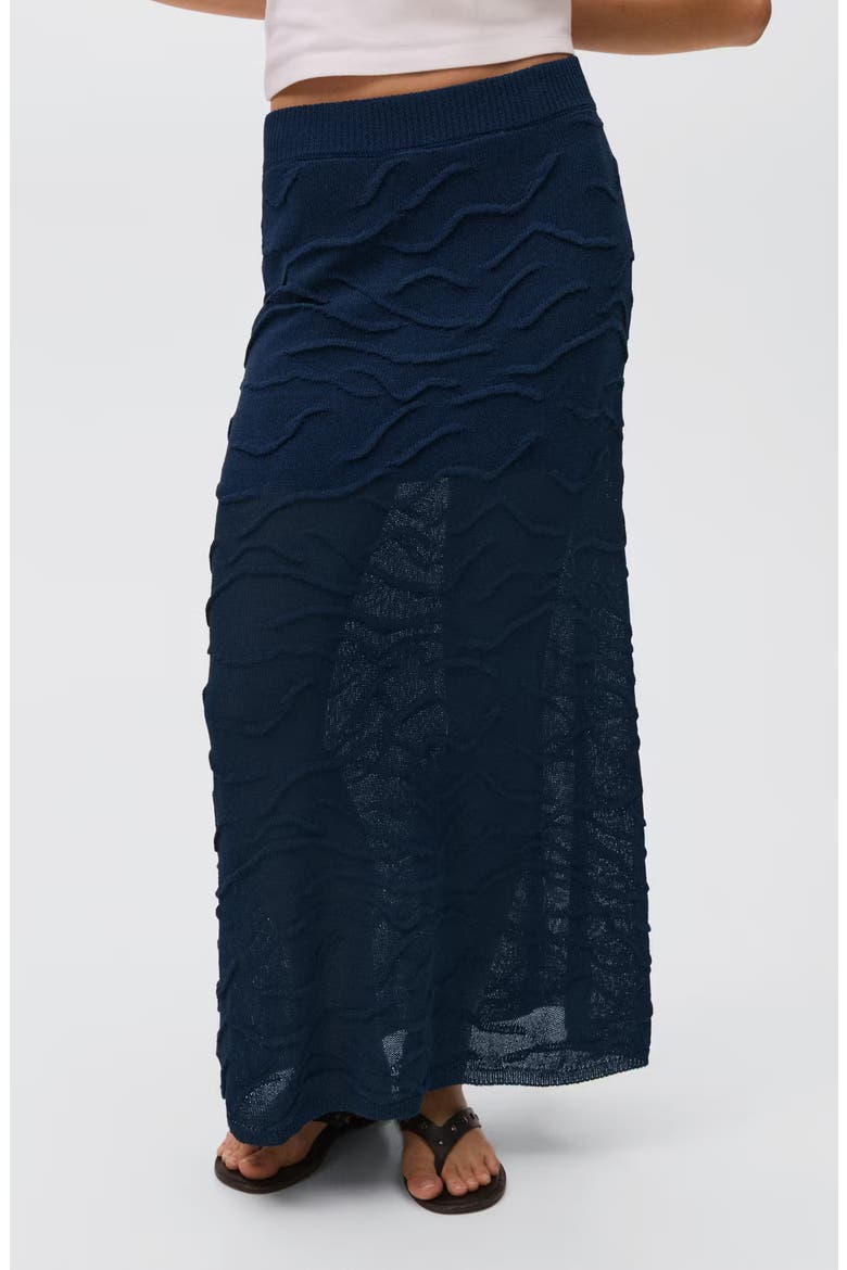 Texture Maxi Sweater Skirt, Main, color, NAVY